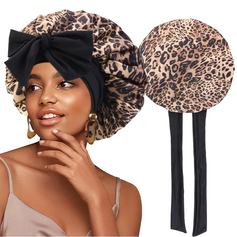 Silky Flower Print Satin Sleeping Hair Bonnet