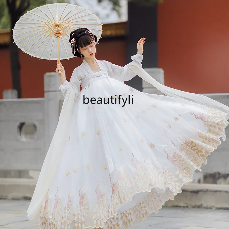 Chest-Length Placket Jacket and Dress Suit Hanfu Student Female Embroidery Genuine Goods Spring, Summer and Autumn