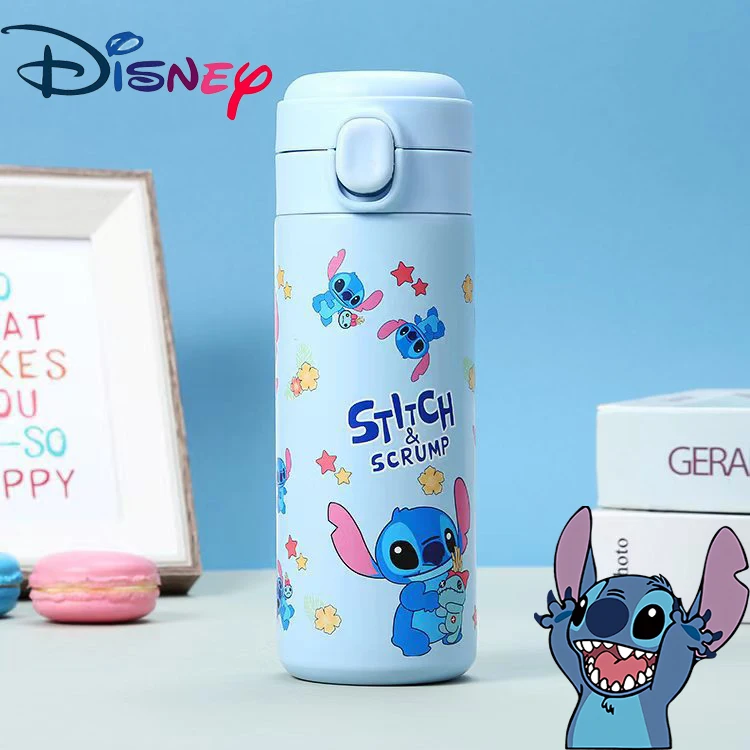 

420ML Disney Stitch Thermal Mug Cartoon Cute Thermos Portable Bottle Stainless Steel Vacuum Flask Travel Water Students Cup Gift