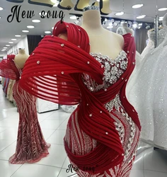 2024 Burgundy Luxury Evening Dress Women Engagement Wedding Dress Ruched Mermaid Vestidos De Fiesta Graduación Customizable