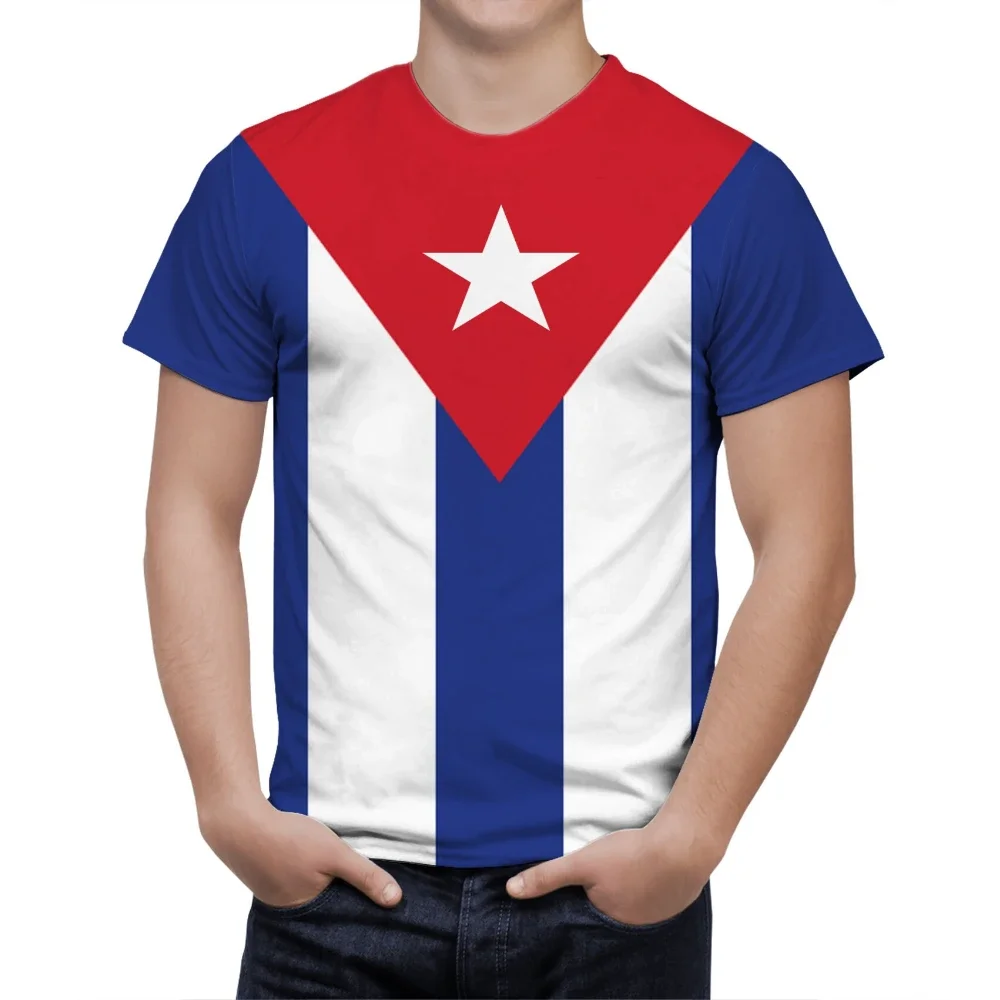 Men's Cuba Flag T-Shirt Casual Coat Of Arms 3D Printed T Shirts for Men Short Sleeve Cool Tee