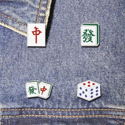 Mahjong Chinese Game Metal Badge Brooch Enamel Pin for Women Men Jackets Hat Lapel Pin Fashion Jewelry