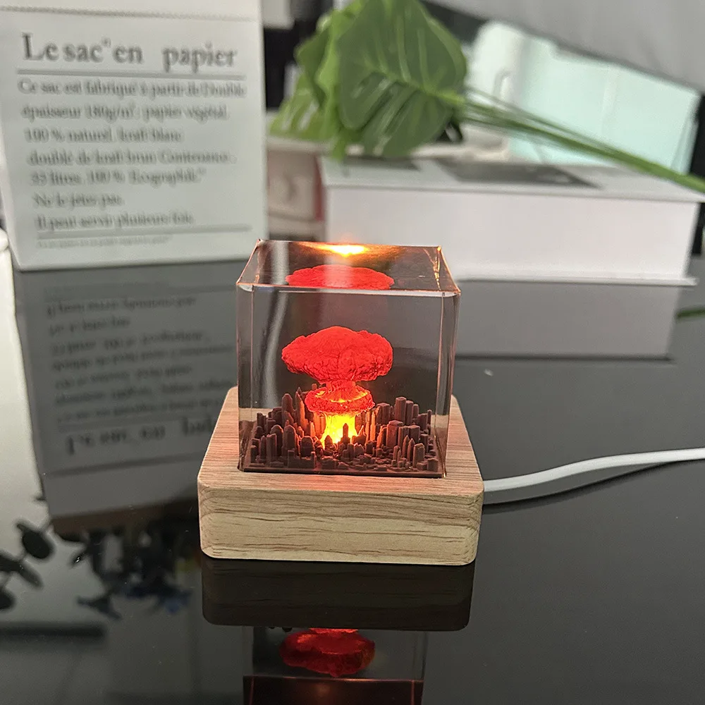 Creative Nuclear Explosion Bomb Mushroom Cloud Lamp Flameless Lamp Courtyard Living Room Decor 3D Rechargeable Night Light