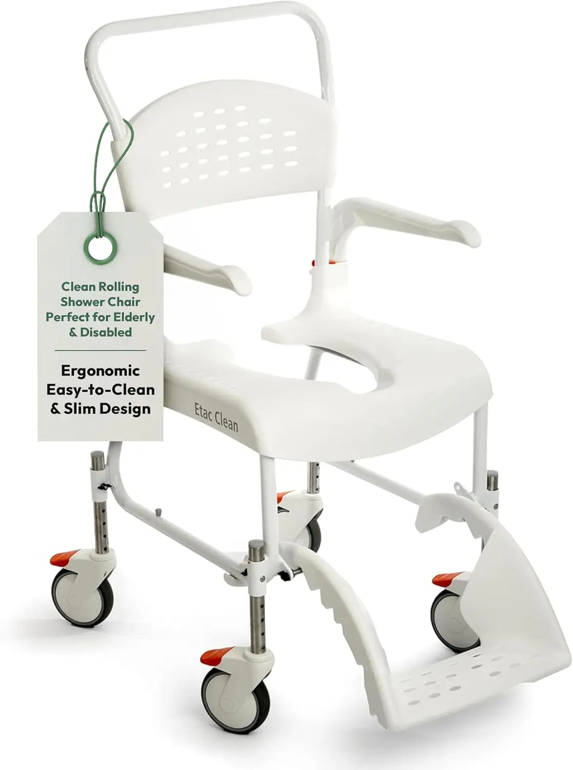 

Height, Ergonomic, Removable Armrests, Footrest & Pan Holder – Slim Design Fits Through Doorways & Easy-to-Clean