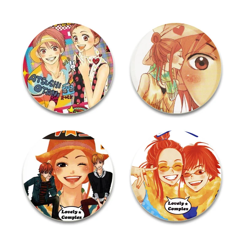 Anime Lovely Complex Button Pins Cute Cartoon Badge 32/44/58mm Round Creative Brooches for Backpack Jewelry Accessories Gifts