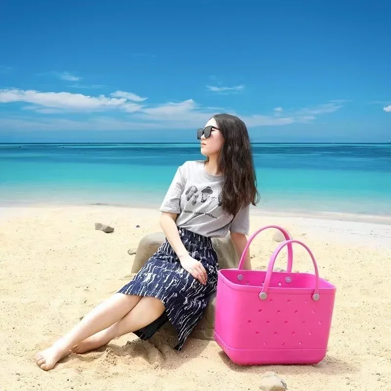 EVA Beach Jelly Bag Rubber Waterproof Shoulder Handbag Large Capacity Portable Travel Handbag Summer Pool Fashion Women Tote Bag image 6