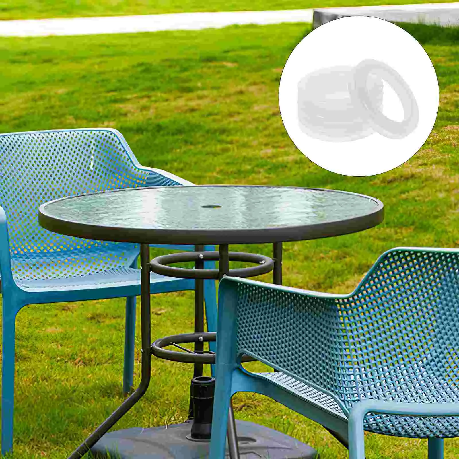 4 Pcs Umbrella Hole Ring Set Protector Transparent Table Black Silica Gel Insert