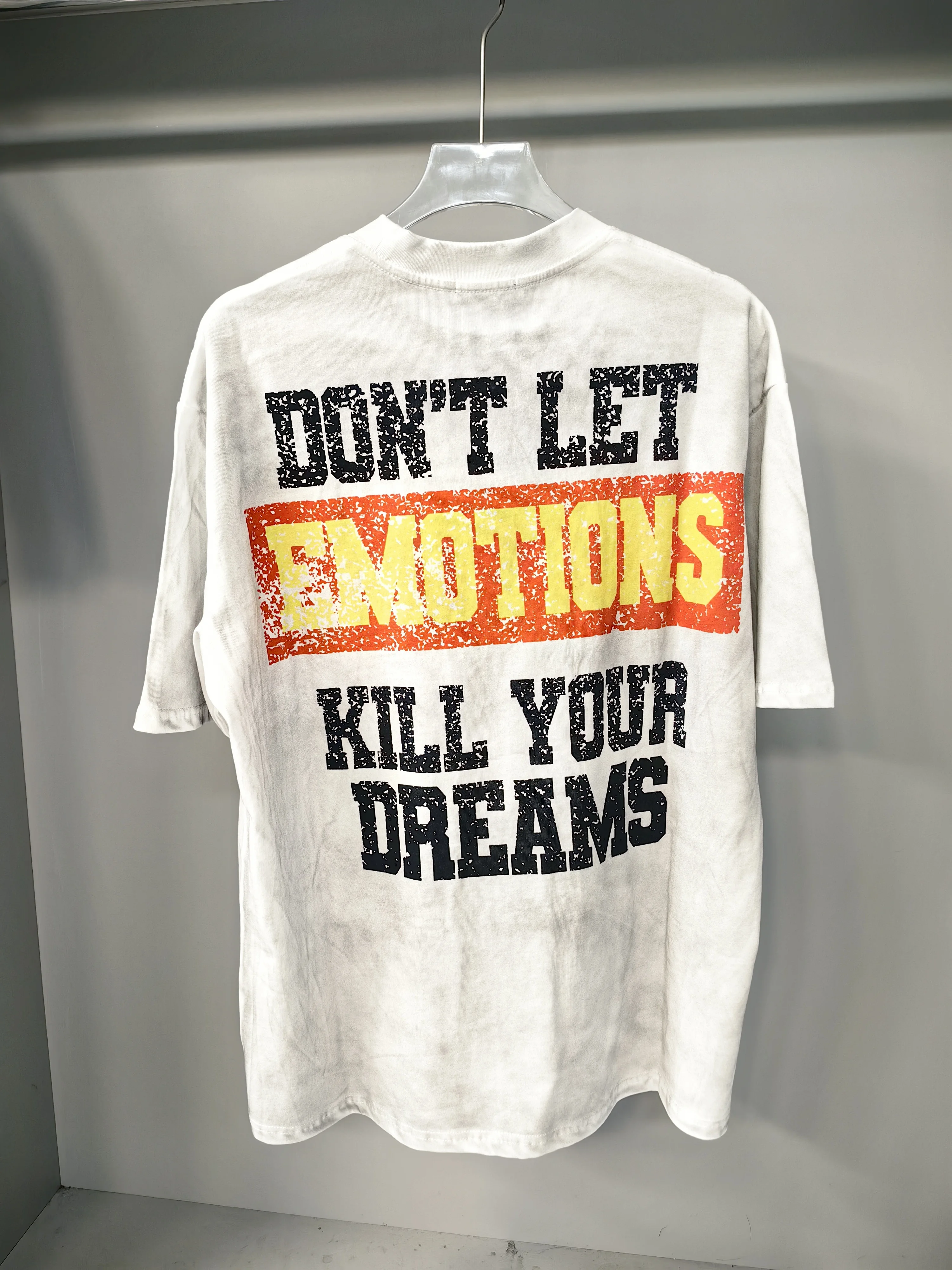 141# New fashion trend brand MIXEDEMOTION printing Shirt Streetwear Cotton Loose Round Neck Oversized Tee Top men t-shirt