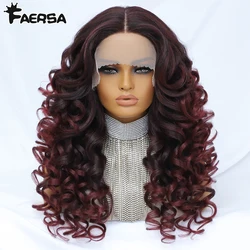 Peruca dianteira do laço encaracolado sintético para mulheres, preto, loiro, uso diário, cabelo cosplay, gengibre, cobre, fêmea, 13x4x1