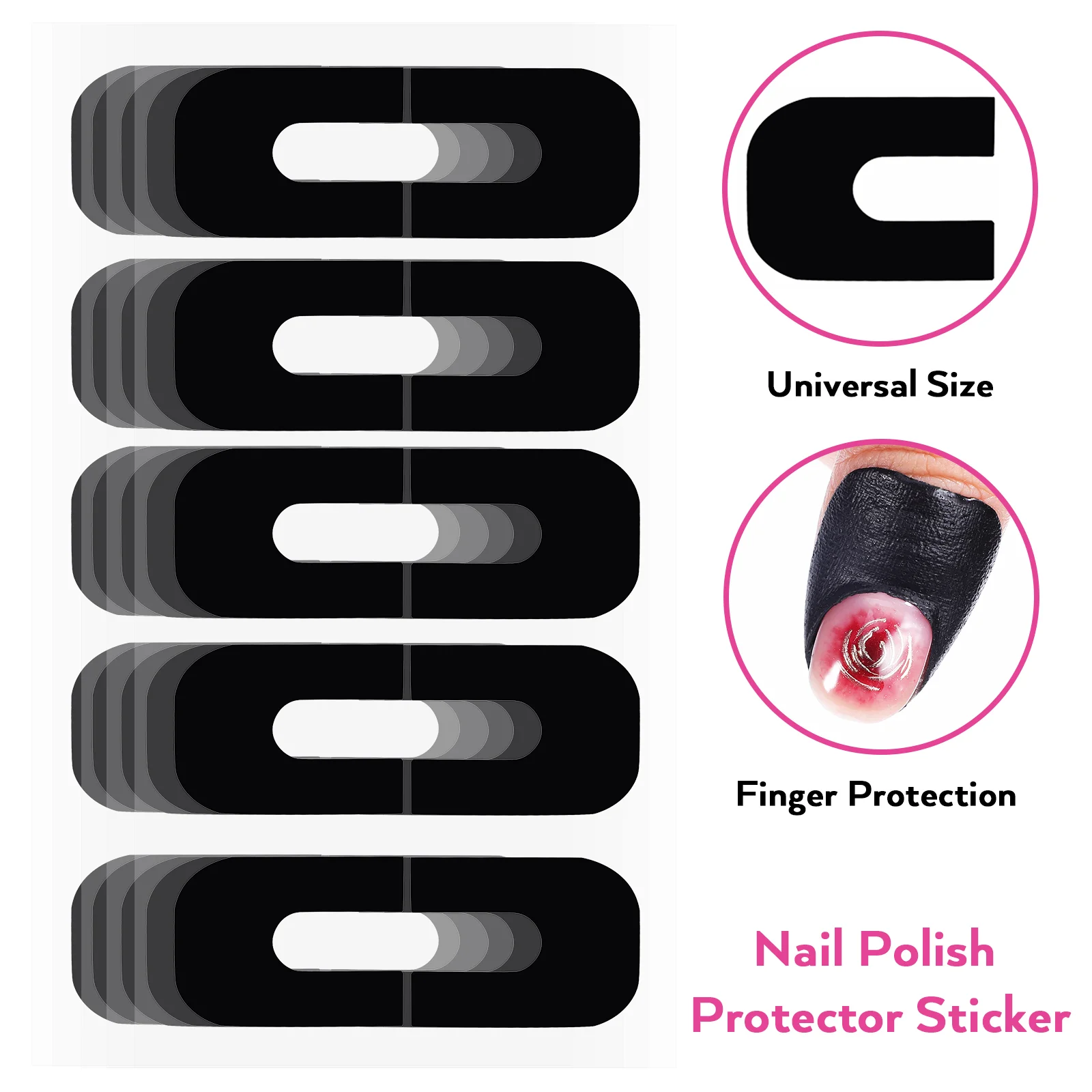 Folhas Protetora De Esmalte, Dedos em U-Shape Guards, Peel Off Sticker, Plástico