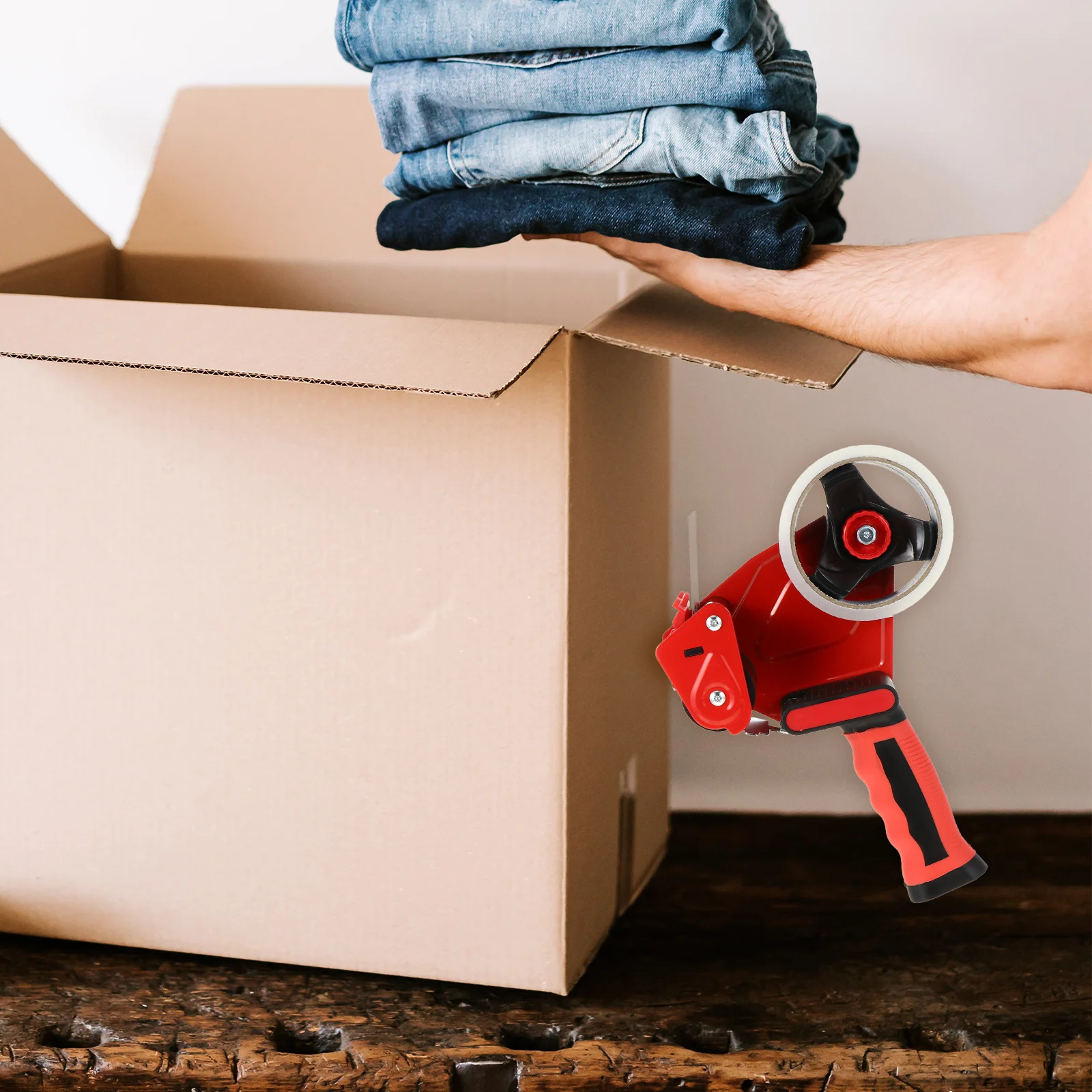 

1Pcs Metal Tape Dispenser Handheld Packaging Cutter Warehouse Tool Sealing Tape Cutter Ergonomic Design Warehouse Tool