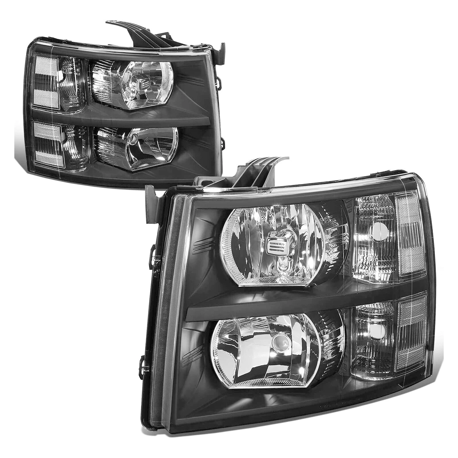 

1 * пара фар в сборе для Chevrolet Silverado 1500/3500, черный корпус 07-13