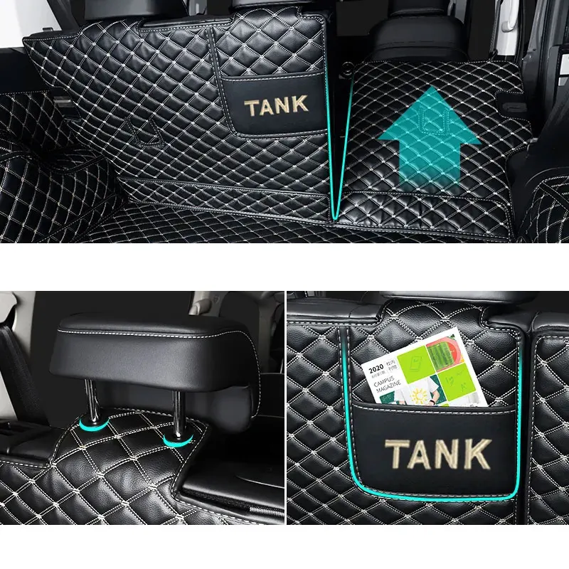 Rear Trunk Mat Car Trunk Leather Mats Parts Rear Boot Liner Styling Anti-Dirty For GMW TANK 300 2022 2023 2024 Accessories