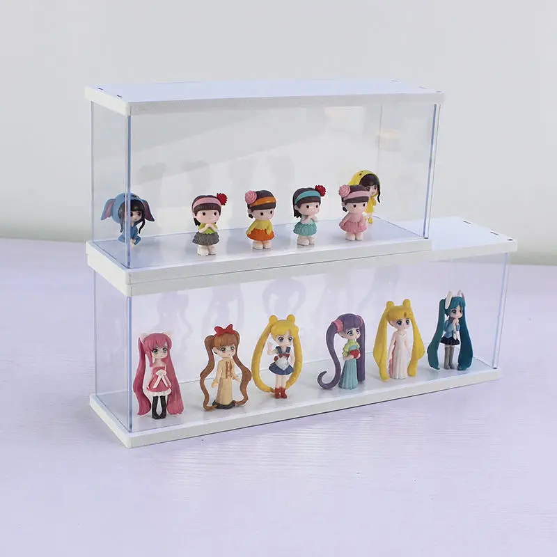 Clear Acrylic Display Case Blind Doll Display Box Multi-layer Door for Collectibles Action Figures with Door Dustproof Storage