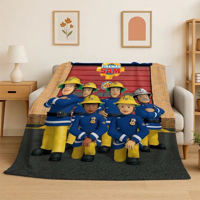 Brave Fireman Sam Child Cartoon Flannel Blanket,Ultra Soft Warm Plush Throw for Home Bedroom Bed Sofa Cover Office Camping gift