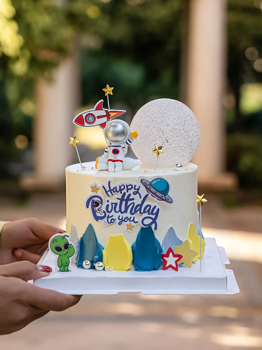 Astronaut Cake Decoration Set Space Birthday  Decorations Party For Kids Boy Baby Shower Universe Planets  Supplies