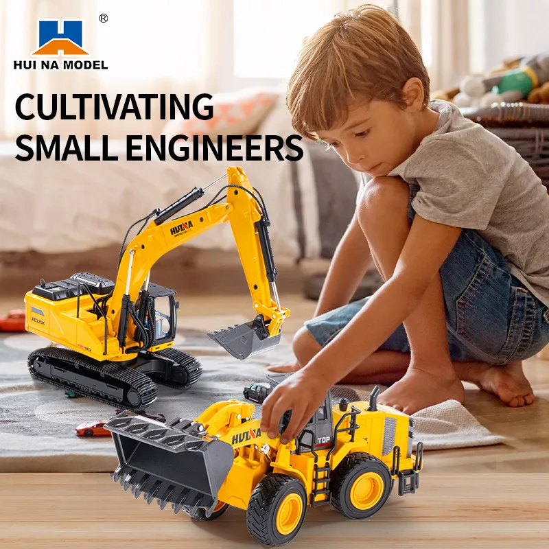 Huina New Static Dump Excavator Dump Truck Loader Crusher Simulation Engineering Car 1:35 Children Toys Display Wholesale Gifts