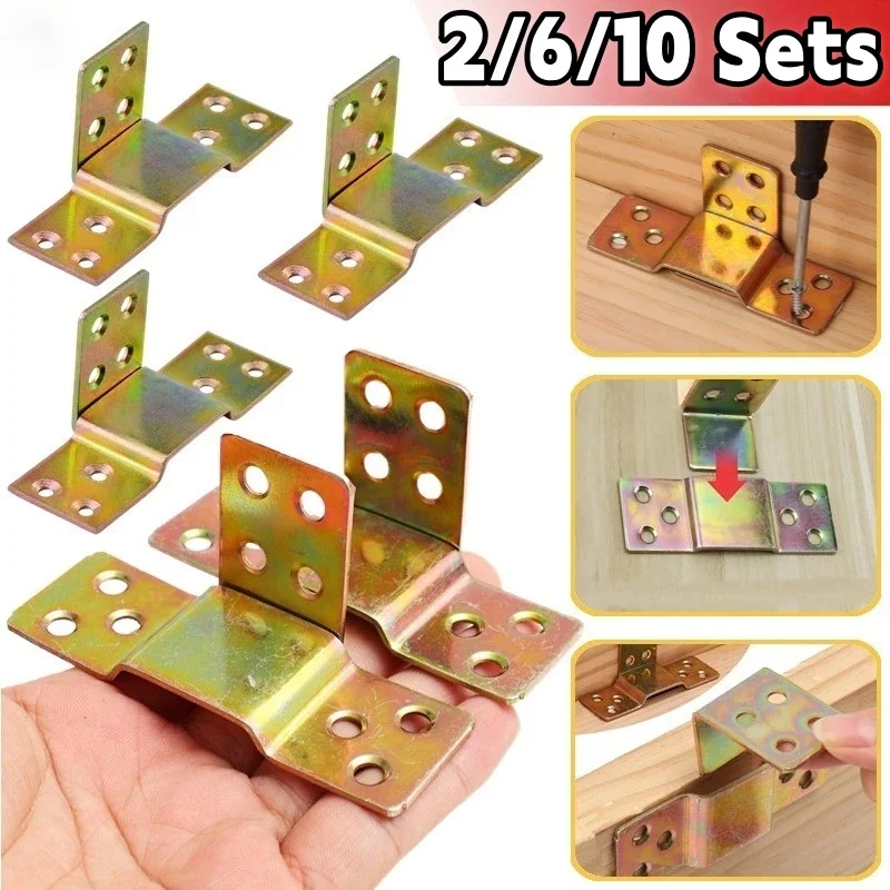 

Heavy Duty Metal Bed Rail Brackets Wood Bed Frame Corner Bracket Support Connector Hardware Kit for Beds Sofa Furnitures Hings