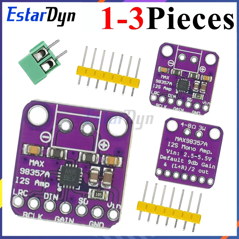 Estardyn 1~3Pcs Max98357 I2S 3W Class D Amplifier Board DAC Decoder Module Filterless Audio for Raspberry Pi ESP32 DIY