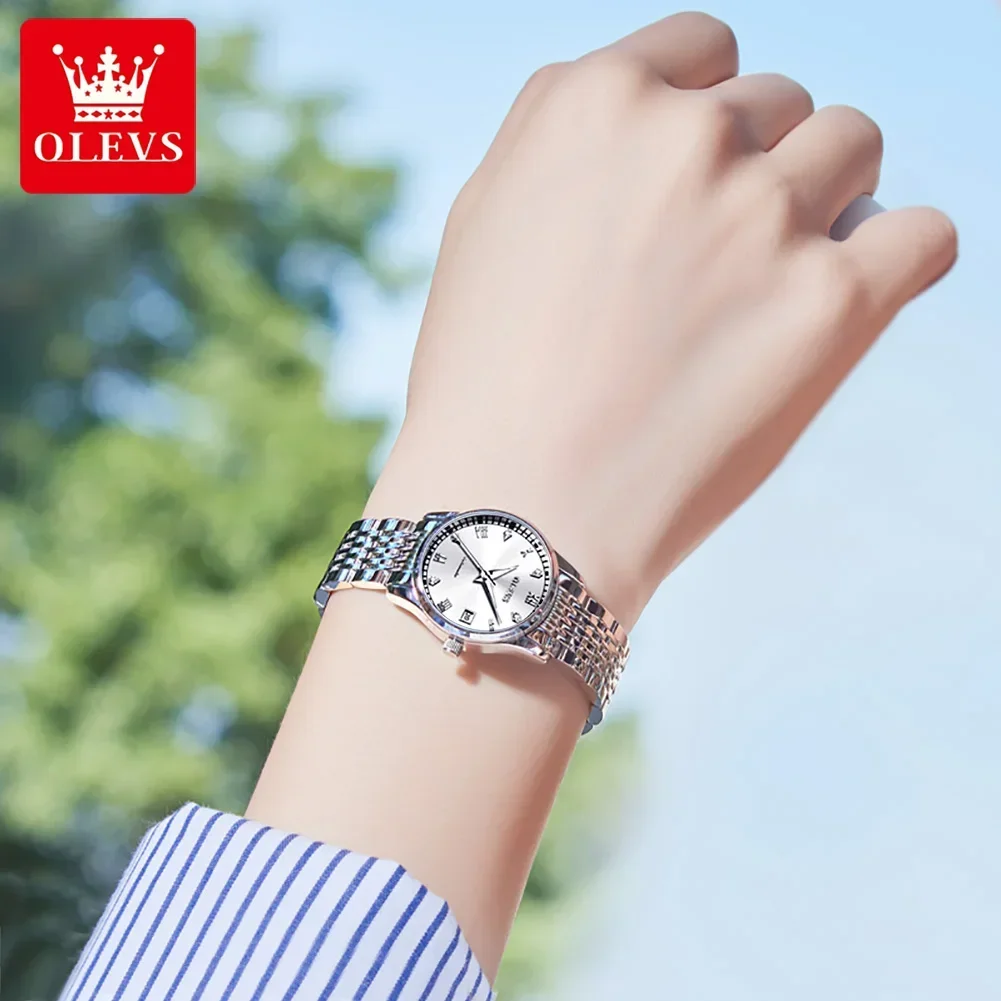 OLEVS-Reloj de pulsera para mujer, con movimiento automático Original, de lujo, luminoso, mecánico, de marca superior,reloj mujer