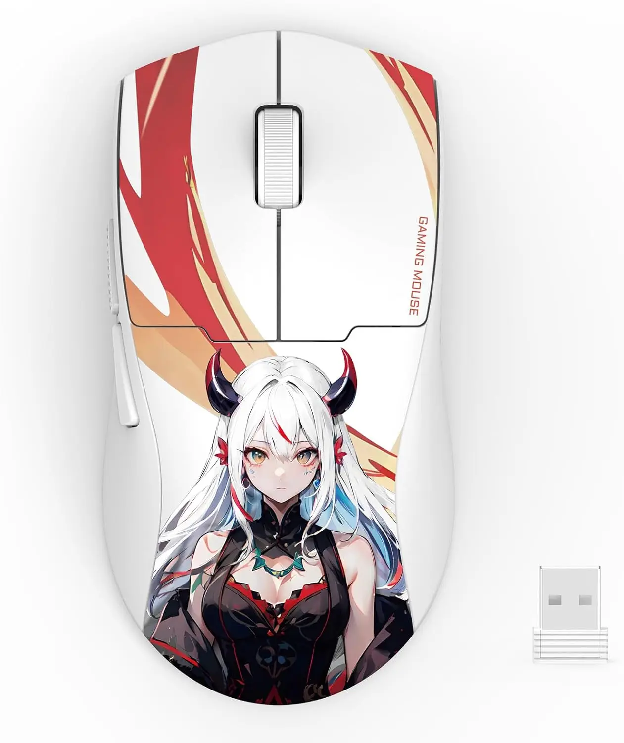Redragon M918AK 3-Mode Wireless Gaming 55G خفيف الوزن 26K DPI مريح ذو قبضة طبيعية، أبيض