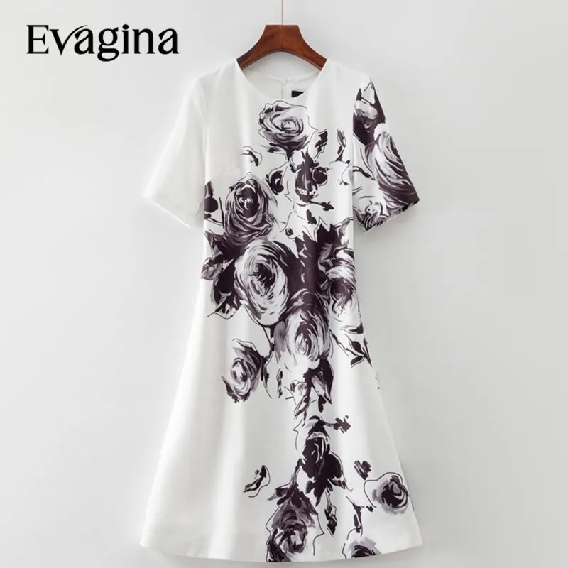 

Evagina Classic Vintage Flower Print Waist Up Mini dress 2023 Spring Summer New Women's Short Sleeved Holiday Elegant Dresses