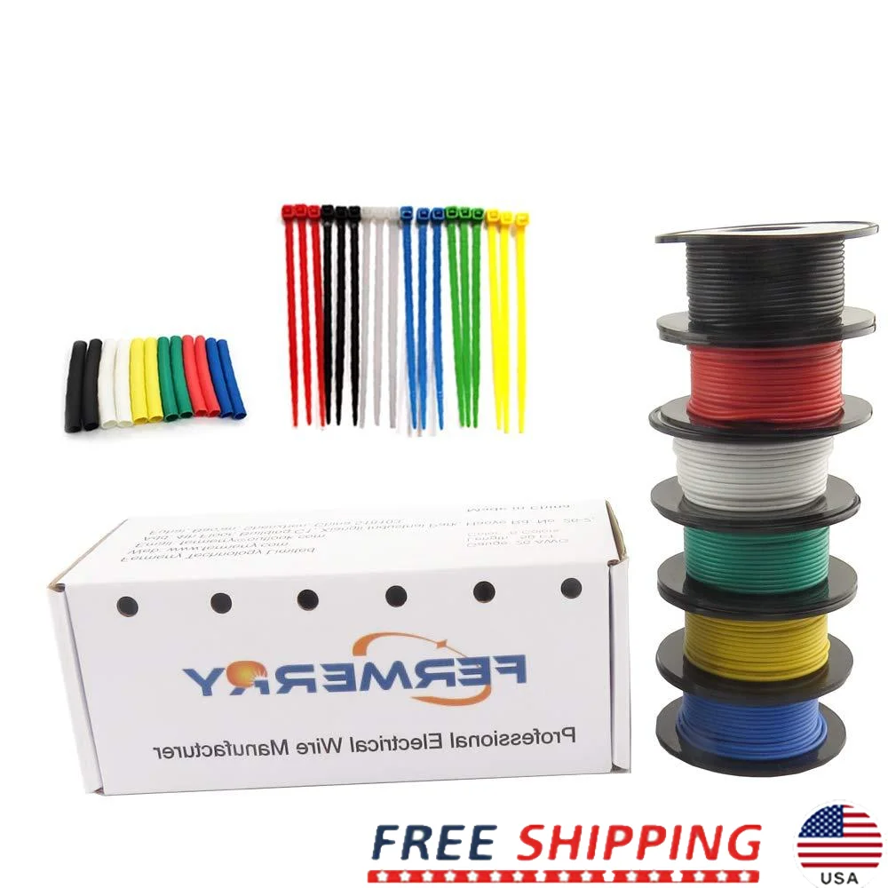 

16 AWG Silicone Hook Up Wire Kit 25ft Tinned Copper Stranded Wire Electrical 252 Strands Flexible Heat Resistant Wire Set