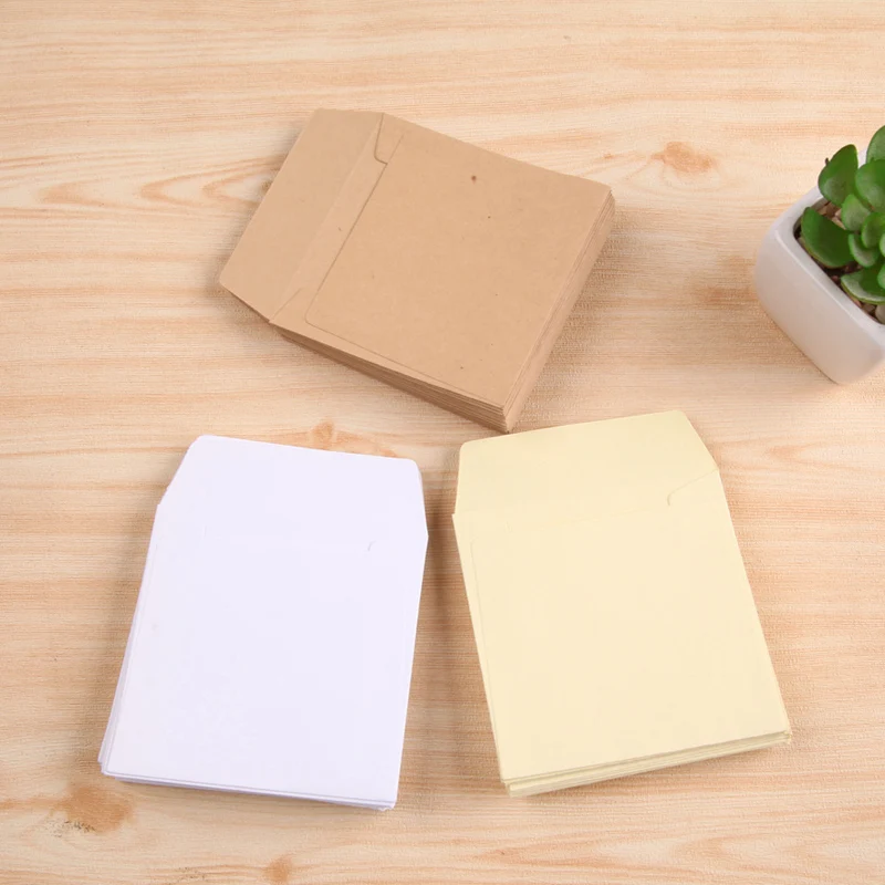 100pcs- 8*8cm Kraft Envelopes Square white small envelope card bank card membership card envelope Wedding Party Invitation