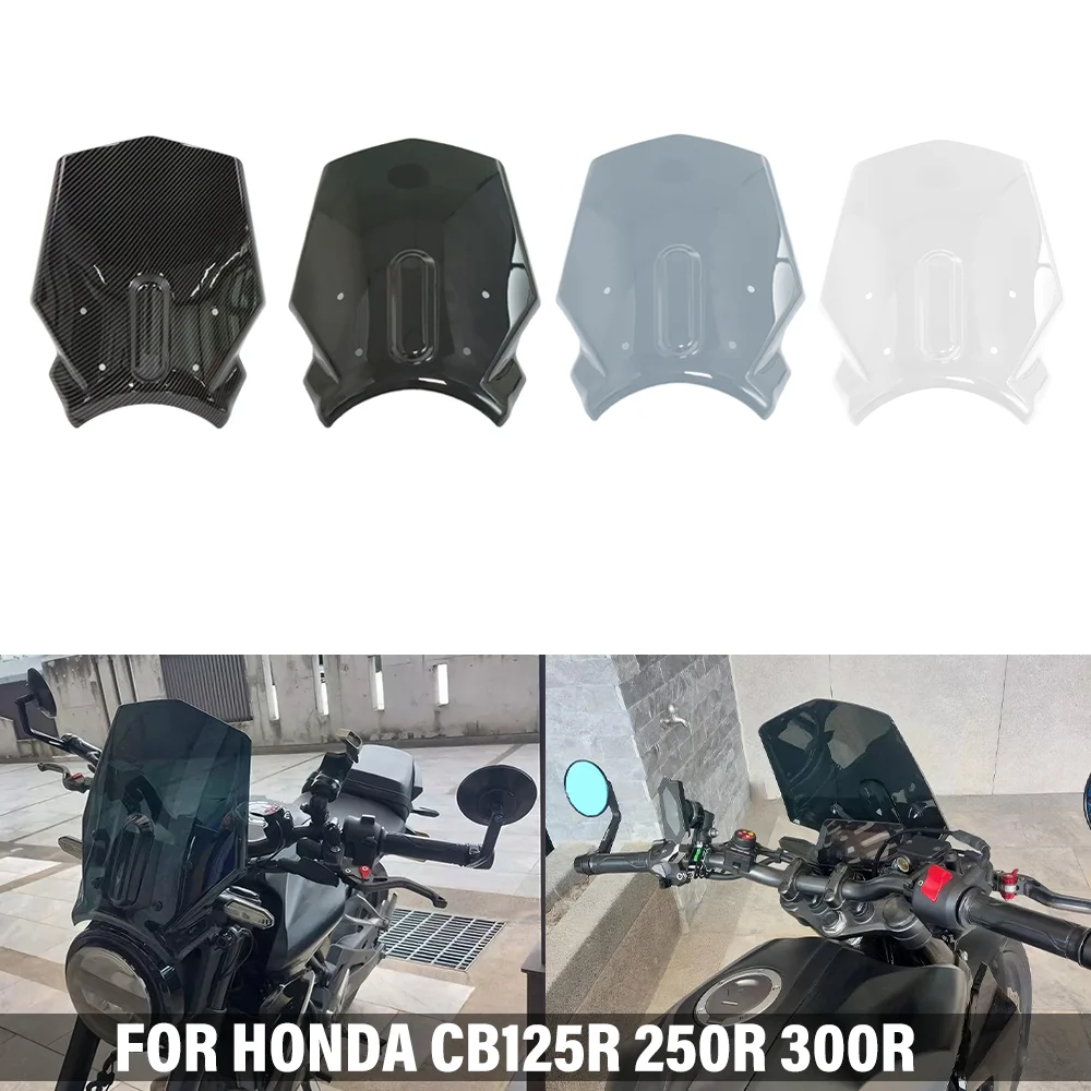 Für HONDA CB300R CB250R 2018-2023 CB125R 2018-2020 Motorrad-Windschutzscheibe Windschild Front-Windabweiser mit Halterung