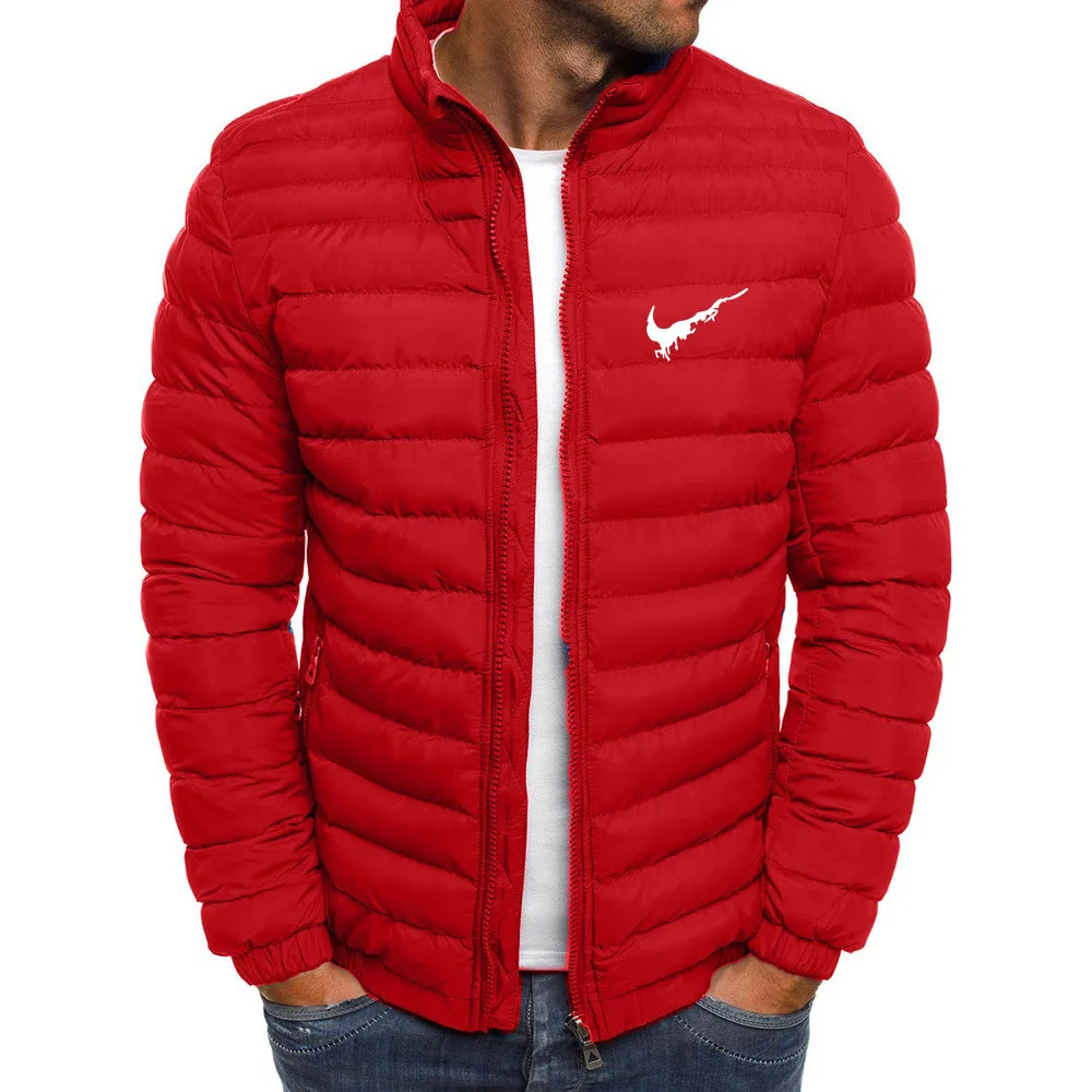 2024 Winter men\'s collar business office cotton-padded jacket zipper down cotton-padded jacket light casual warm cotton coat