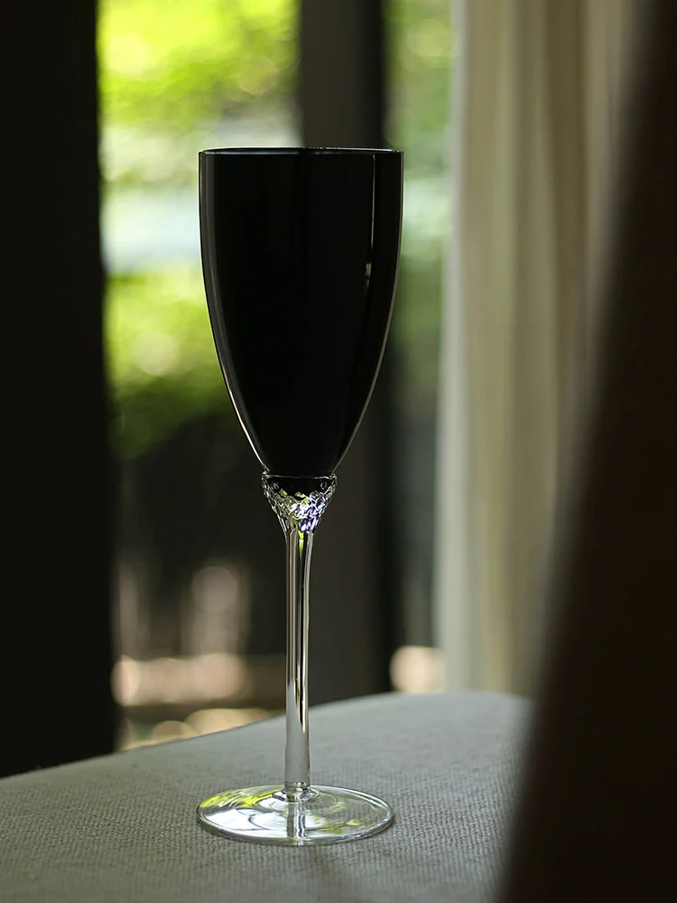 Vintage Black Gem Navy Diamond Champagne Glass Home Restaurant Wine Glass