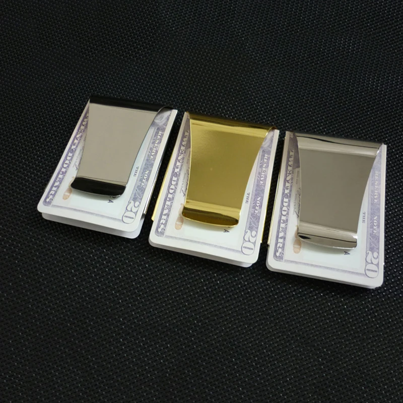 Stainless Steel Money Clip Gold Plated Custom Name Credit Card Holder Multifunctional US Dollar Cash Clip