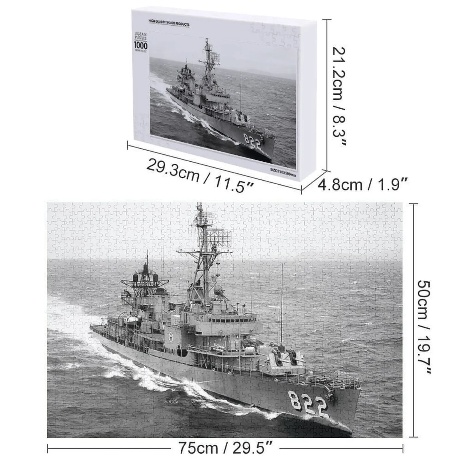 Puzzle z motywem sklepu okrętowego USS ROBERT H. MCCARD (DD-822) - personalizowane z zdjęciem, zabawka dla dzieci, puzzle.