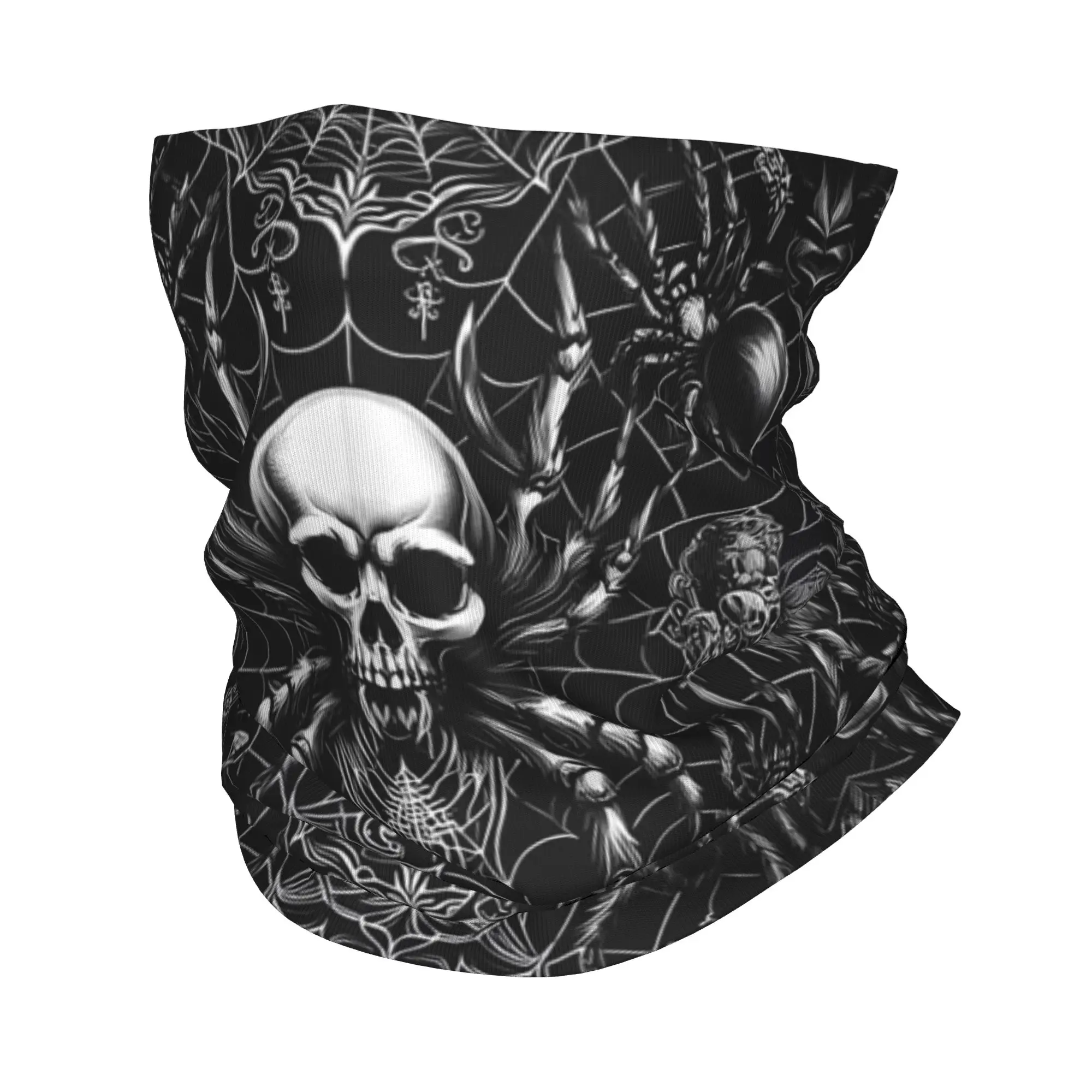 Gothic Skull and Spider Web Bandana Neck Cover Printed Wrap Scarf Multifunction Cycling Scarf Cycling Unisex Adult
