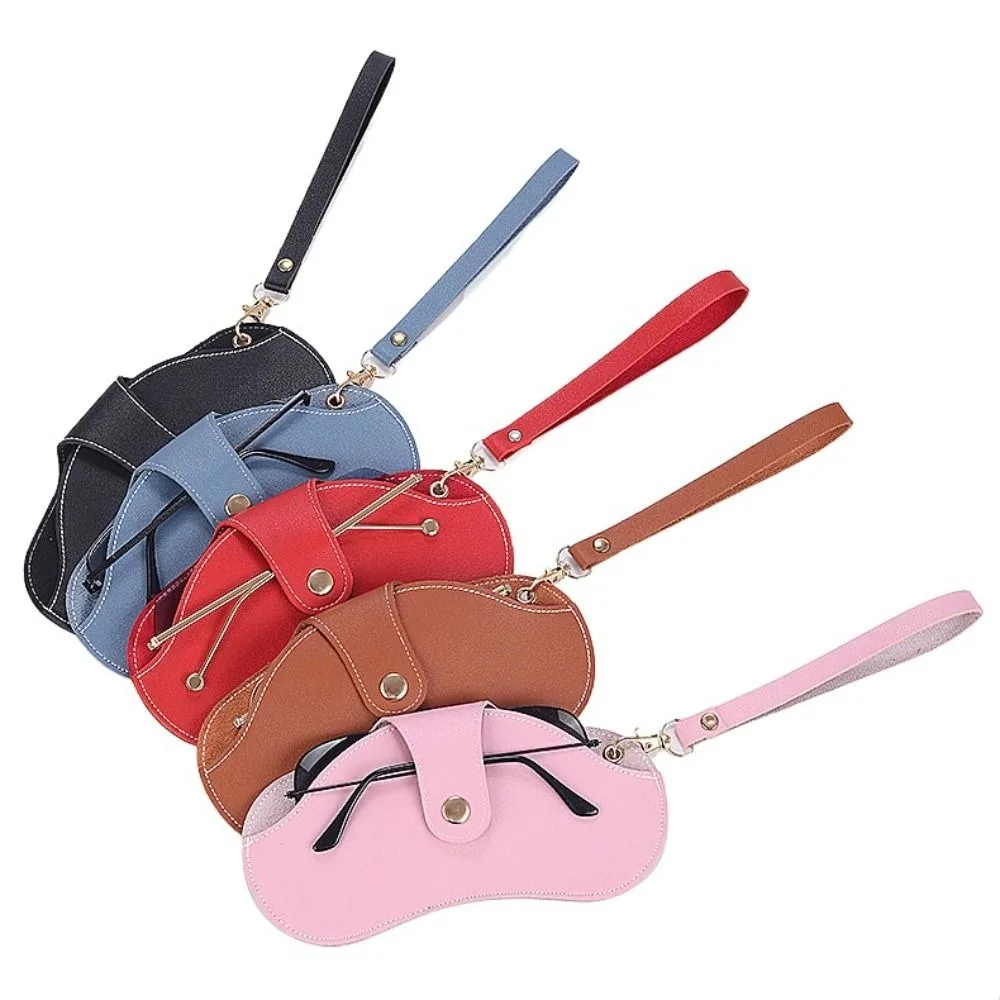 

Eyewear Protector Hanging Neck Sunglasses Case With Buckle Spectacle Case PU Leather Glasses Case Wrist Eyewear Pouch