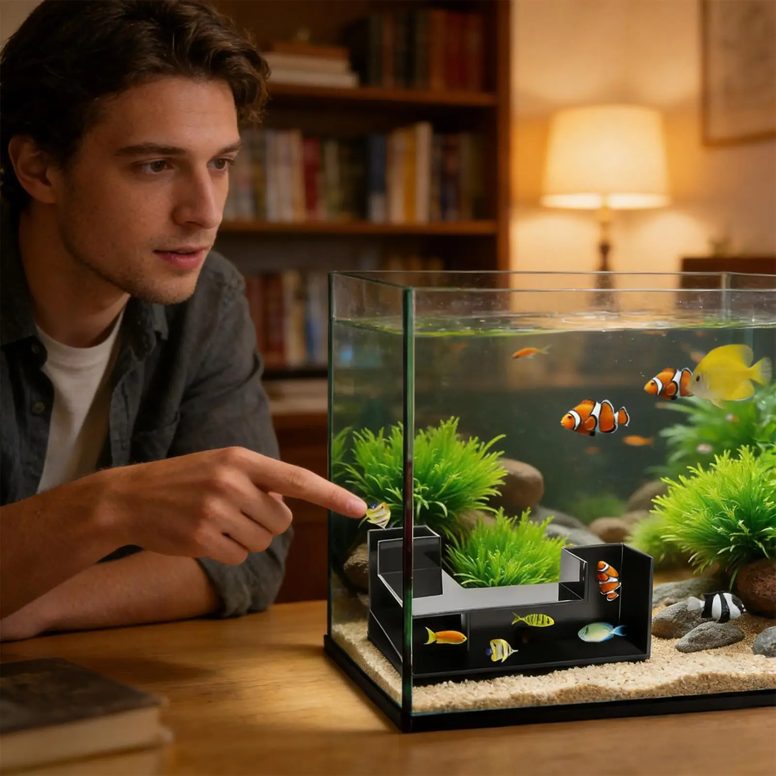 Túnel para Peces de 2 Piezas con Doble Entrada y Visión 360°, Decoración para Acuario, para Betta, Corydora, Bagre, Kuhli, Loach, Agua Dulce