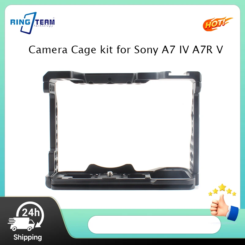 

Camera Cage for Sony A7 IV A7R V A7M4 A7R5 ILCE7M4 ILCE7RM5 with ARRI Locating Holes NATO Rail Cold Shoe Quick Assembly Disassem