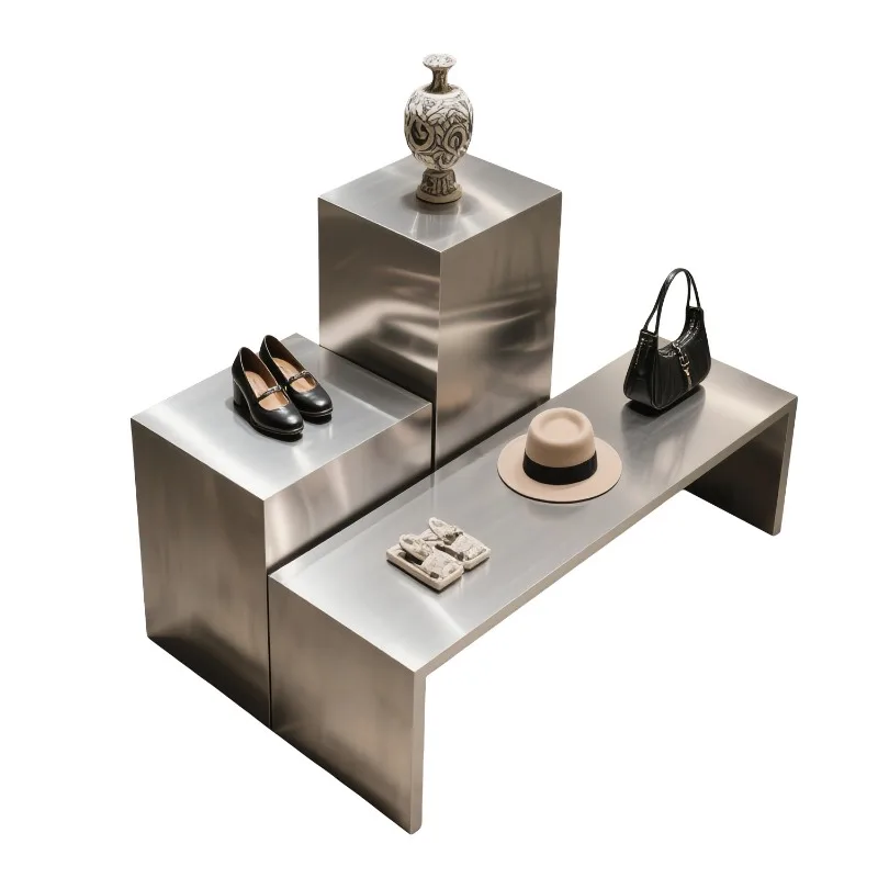 Clothing store Nakajima table side multi-layer display rack stainless steel water table display stand metal Nakajima table displ