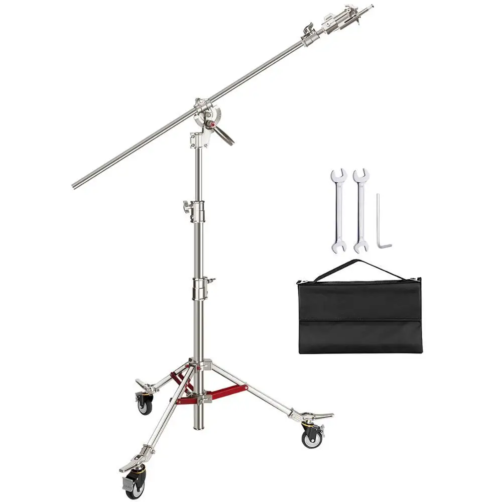 

Neewer PRO 100% Stainless Steel C Stand Light Stand With Casters, Max. Height 14.4FT/440cm With 7FT/218cm Cross-Bar