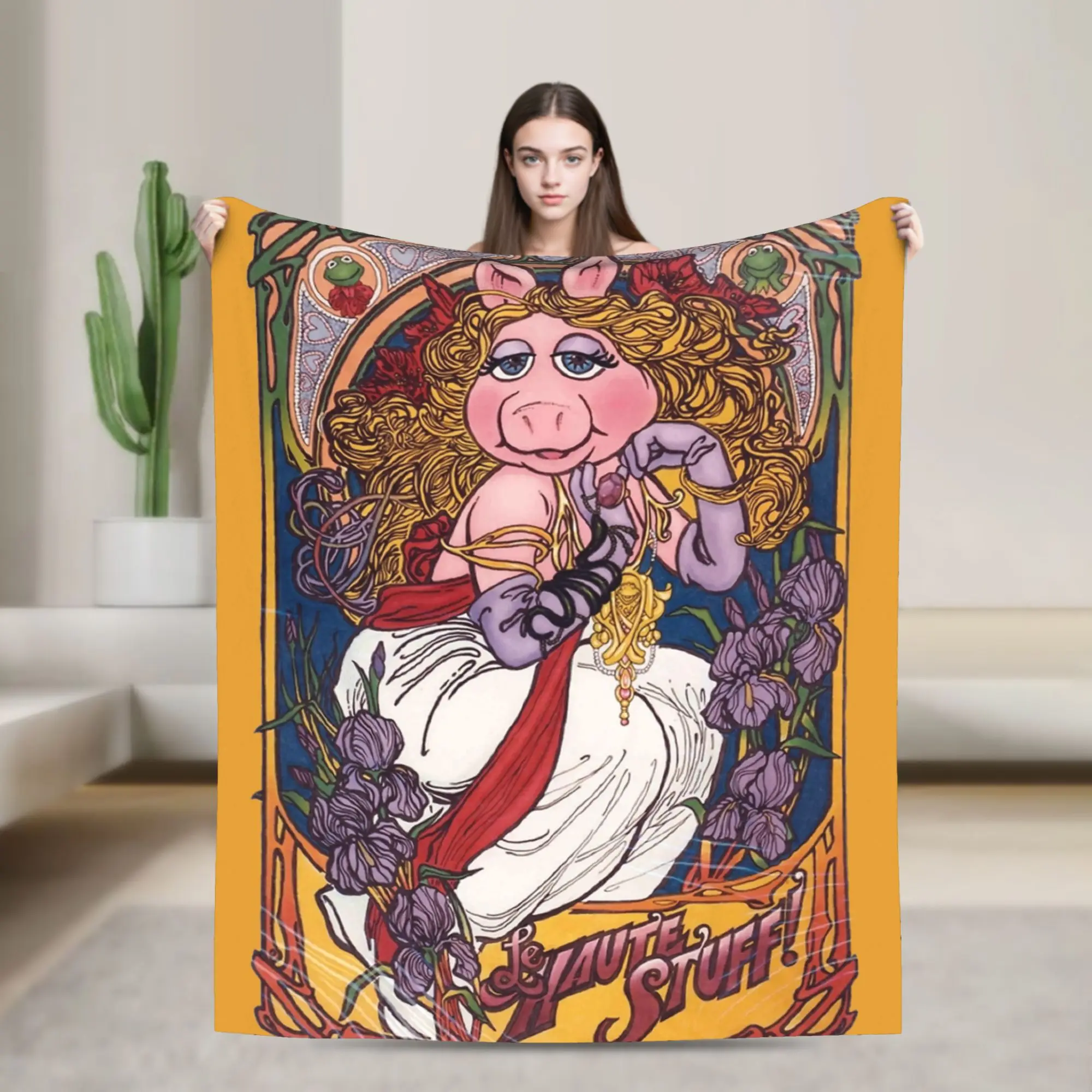 Ms Piggy Queen Vintage Muppet Show Blankets Coral Fleece Plush  Super Warm Throw Blankets for Bedroom Sofa Bedspread