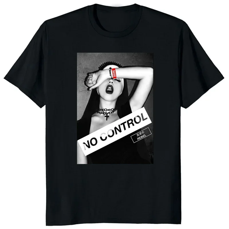 Hentai Men's T-shirt Top Beauty Nun Nonne Religious Use Nail  Church Anton Lavie  Mystery Gothic T-shirt harajuku