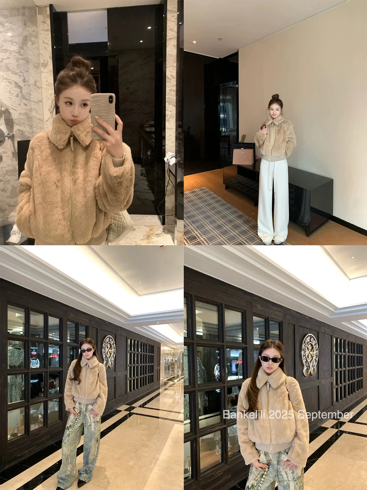 2025 الخريف الشتاء الكورية موضة معطف جلد فو المرأة التلبيب طوق سستة الصوف مبطن سترة عادية عالية الشارع شيك سترة