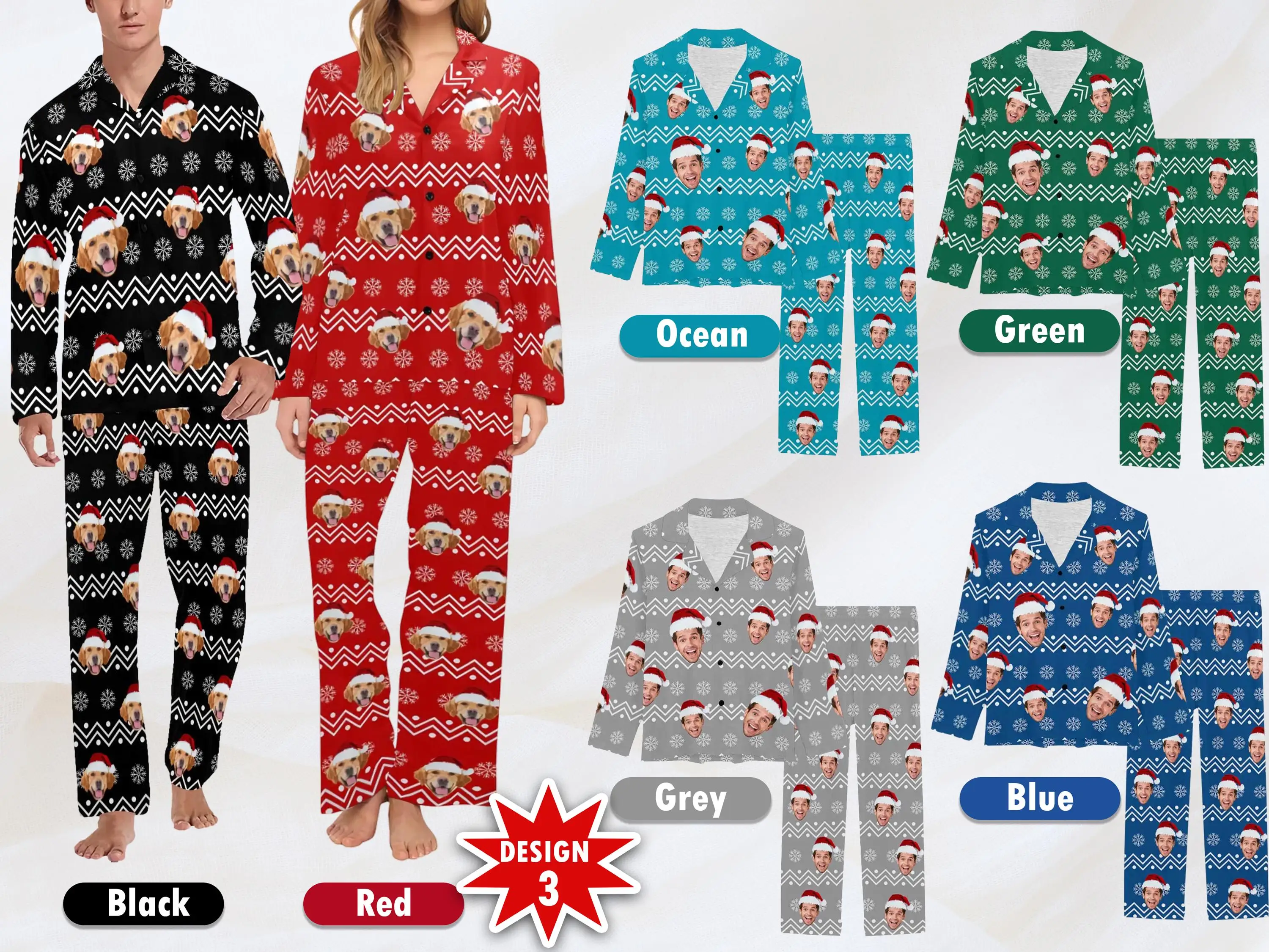 Custom Face Christmas Couple Pajama Pants Holiday Family Pajama Party Funny Pajama Gifts For Women/Men Pajama Pants Sweatshirts