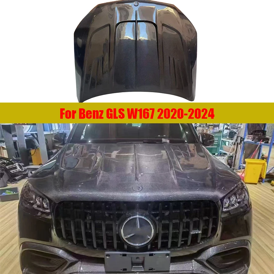 

For Mercedes Benz GLS Class W167 2020-2024 Carbon Fiber Hood Engine Cover Hood Car Headliner Hood Cover Car Accessories