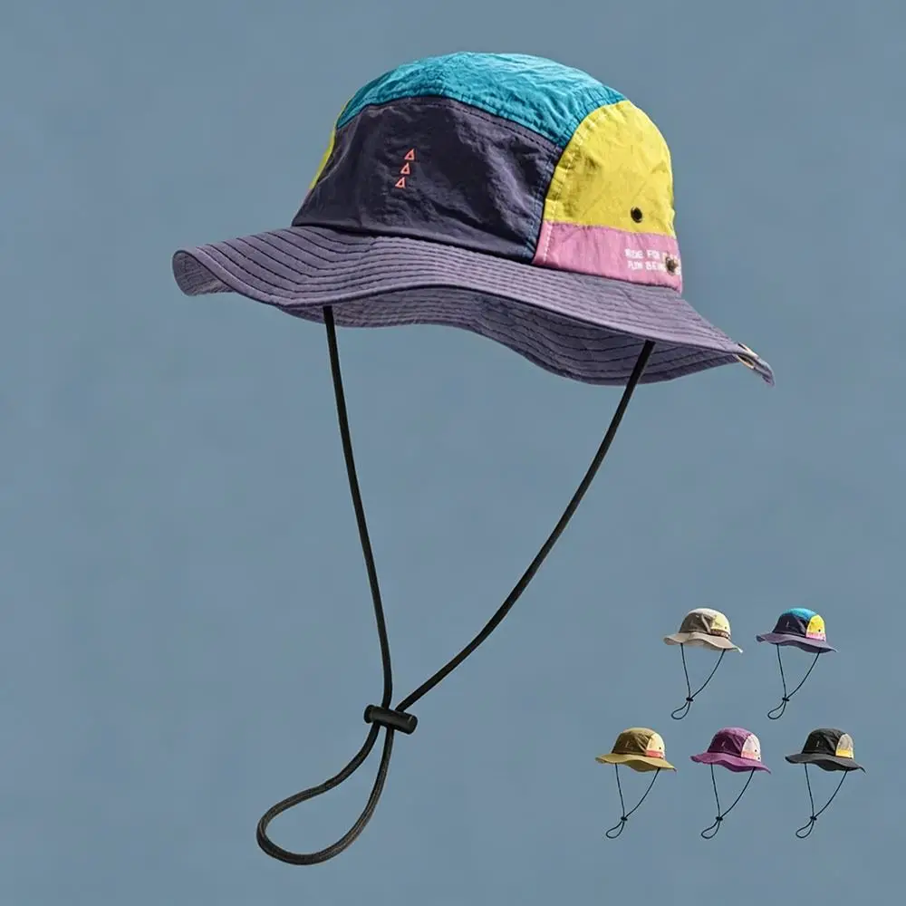 Vintage Summer Bucket Hat Quick-Drying Anti-UV Fisherman Cap Breathable Color Matching Sun Hat for Men Women