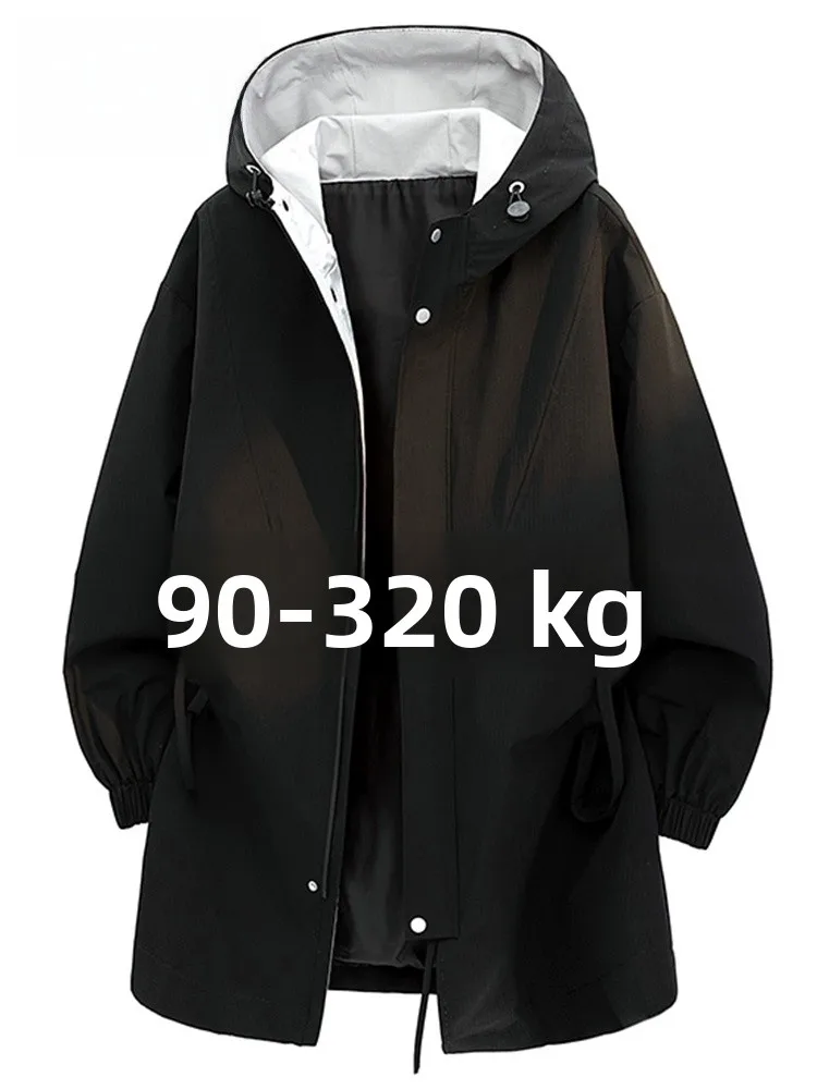 

Loose Fit Men's Workwear Jaet Casual Hooded Windbreaker Mid-Length Coat Warm Thiened Polyester Spring Autumn New Sle
