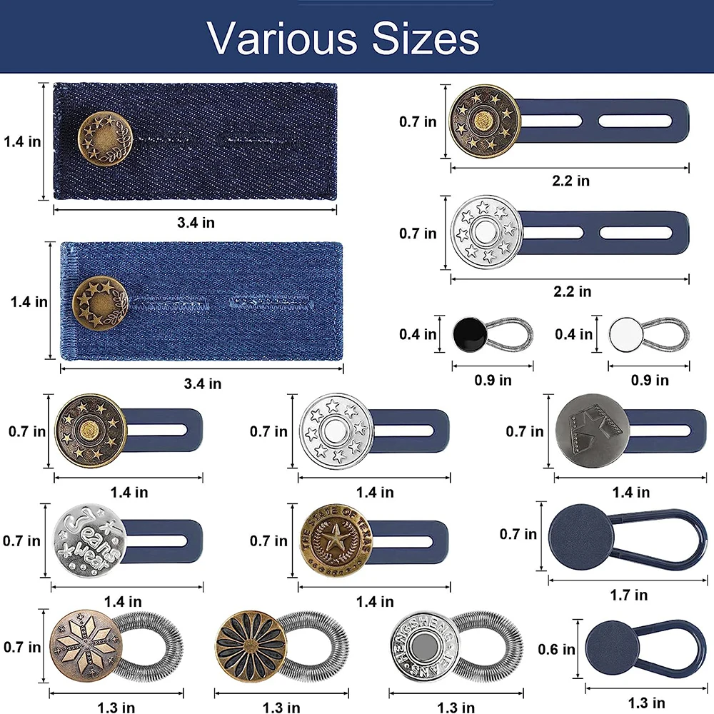 Pants Button Extender Shirt Collar Extenders Jeans Waist Extender Metal Button No Sew Button for Extender Jeans Pants Collar