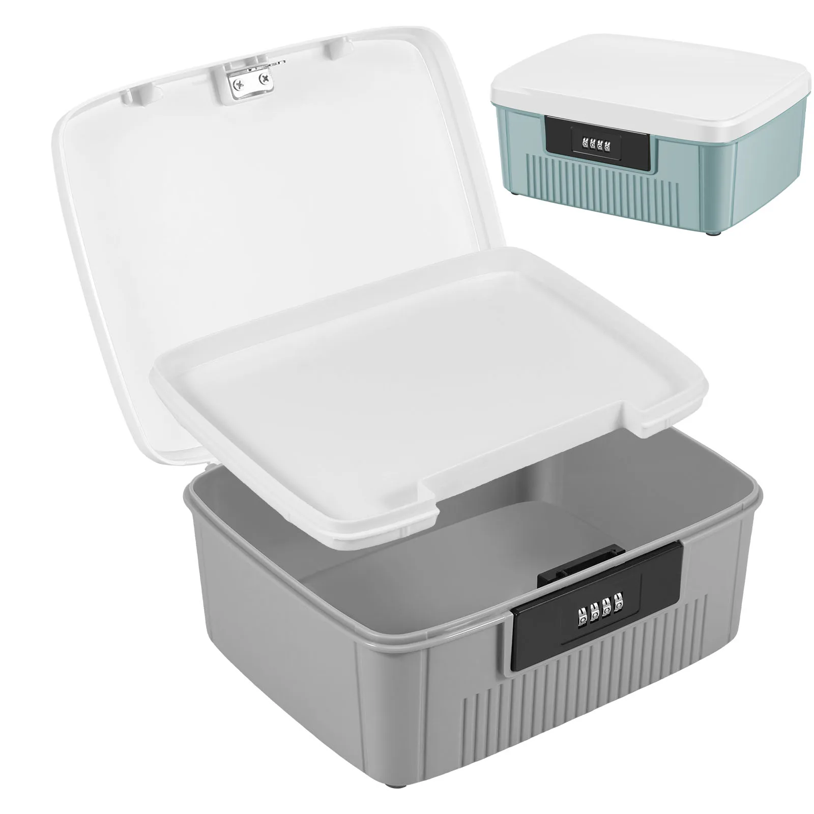 4 Digit Password Lock Safe Box Large Capacity Privacy Container Portable Organizer Household Cash Jewelry Security Storage Box