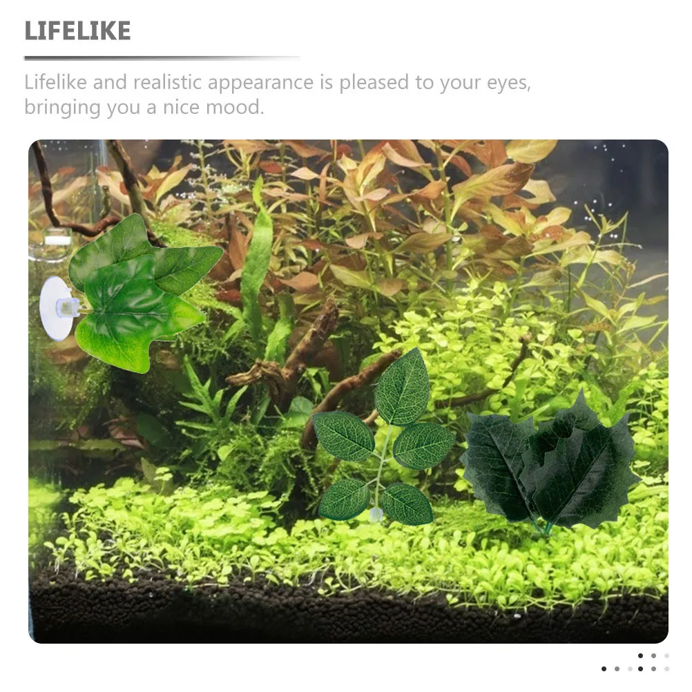 

3pcs Fish Tank Accessories Vivid Resin Fake Plants Wear-Resistant Lifelike Decorative Aquarium Decors Safe Desktop Faux Plants
