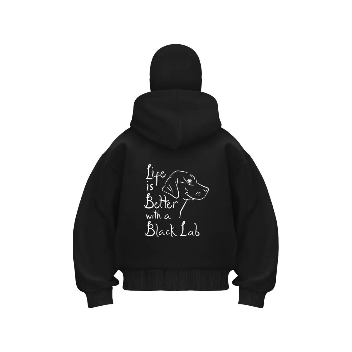 Life is Better with a Black Lab dog art Balaclava Men Zip-Up Hoodie Winter Warm Outdoor Casual Sweatshirt